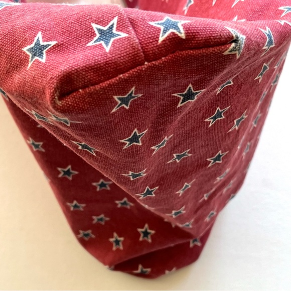 J.Crew STARS Reusable Market Shopper Carryall Lined Tote Bag RED / BLUE / WHITE - Picture 9 of 10